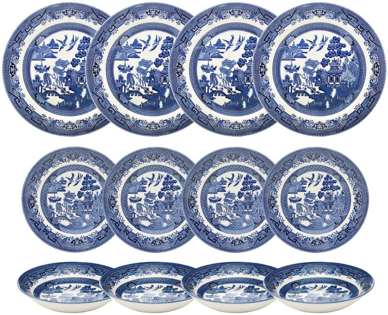 Blue willow dinnerware sets sales